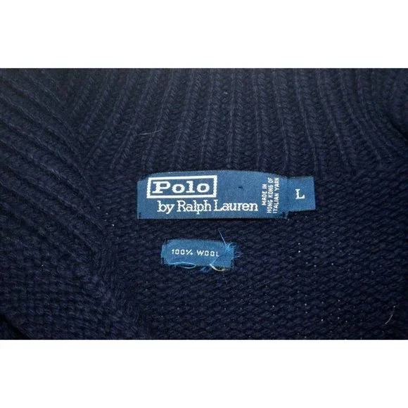 POLO RALPH LAUREN Men's 100% Wool Shawl Collar‎ Sweater SIZE LARGE Wooden Toggle
